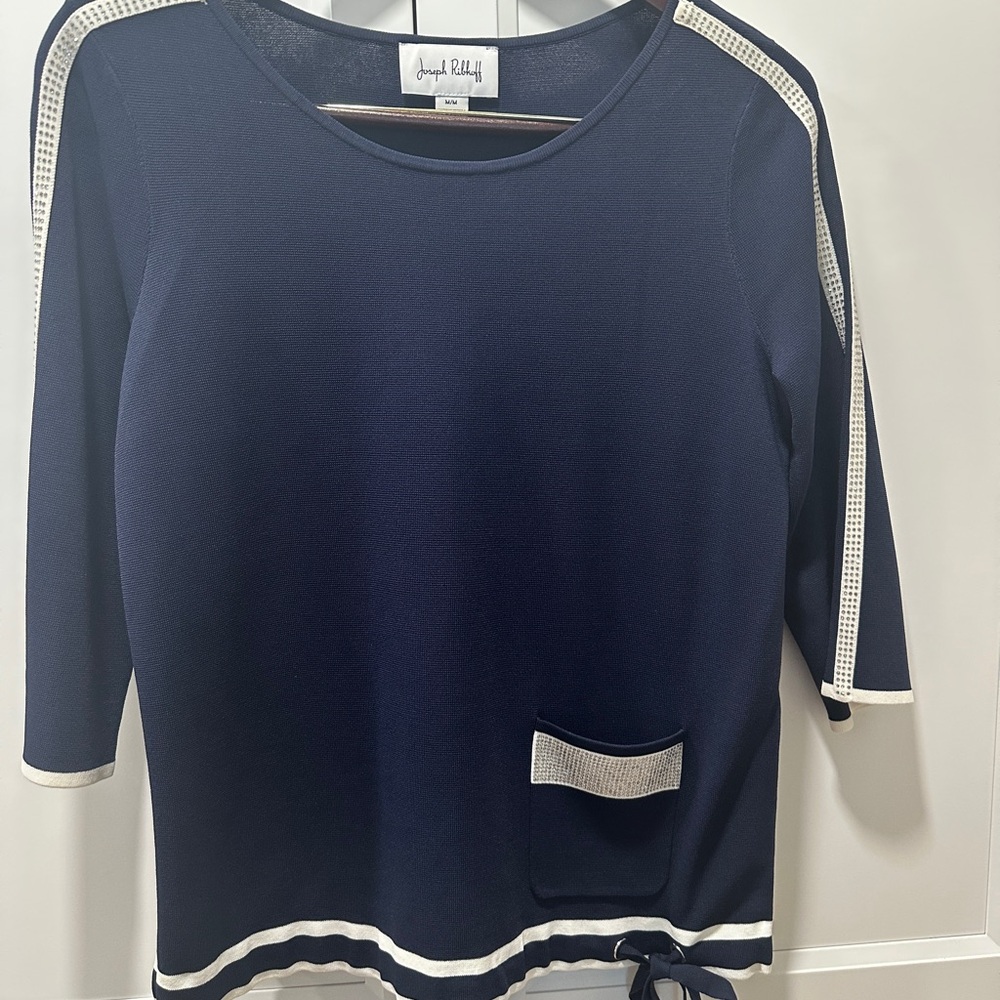 Joseph Ribkoff Navy Top with White Trim